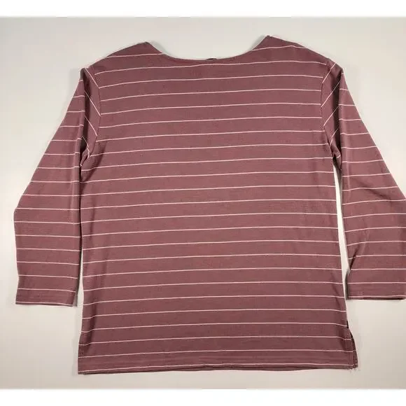 Free Fly Striped Bamboo Long Sleeve Top Mauve Relaxed S - Picture 9 of 9